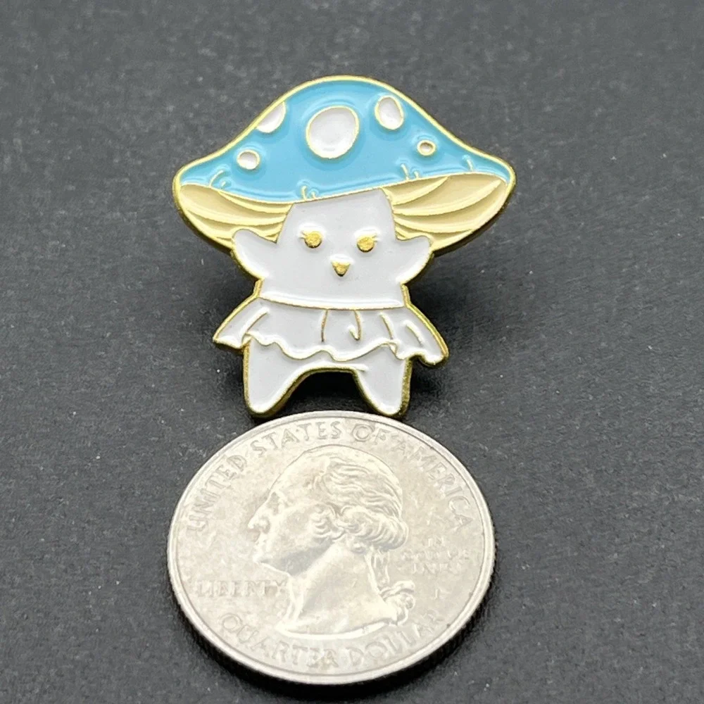 Cute Mushroom Person Girl In Skirt‎ Lapel Hat Pin